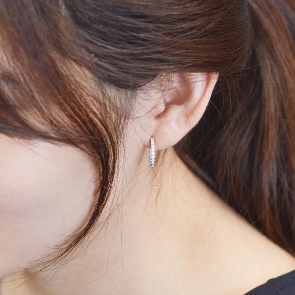 ピアス プラチナ フープ ダイヤモンド エタニティ 0.5カラット Pt950 中折れ式 シンプル ...