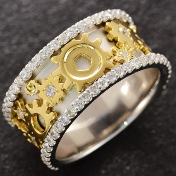 メンズリング 18金 指輪 メンズ K18 18k ゴールド プラチナ ダイヤモンド 男性 幅広 ご...