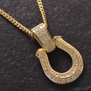 喜平 ネックレス 18金 メンズ K18 ブラックダイヤモンド 馬蹄 ホース