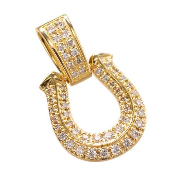 ペンダントトップ メンズ K18 18金 喜平用 メンズペンダントトップ ダイヤモンド 馬蹄 ホース...