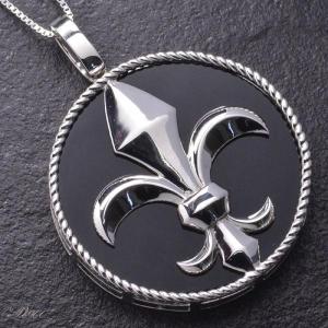 フルール ド リス ネックレス メンズ シルバー ユリ ダイヤモンド