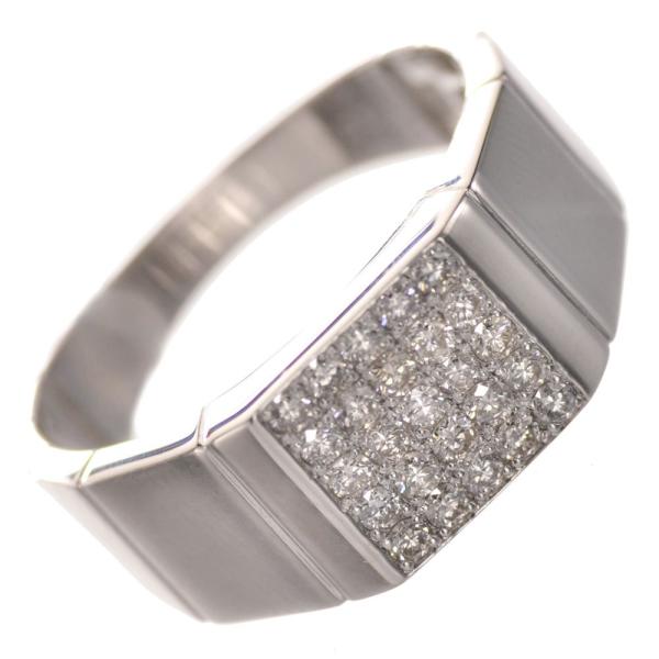 指輪 メンズリング プラチナ ダイヤモンド パヴェ 印台 シグネットリング Pt900 幅広 30代...