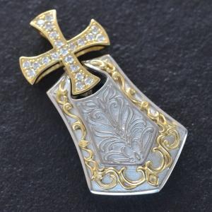 ペンダントトップ メンズ ダイヤモンド プラチナ クロス×クロス