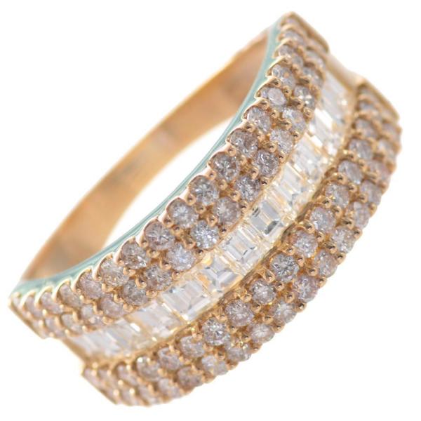 メンズ リング 指輪 K18 18kPG 18金 バゲットカット ダイヤモンド ピンクゴールド ユニ...