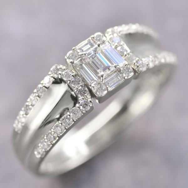 指輪 メンズリング K18 18kWG 18金 ホワイトゴールド バゲットカット ダイヤモンド 18...