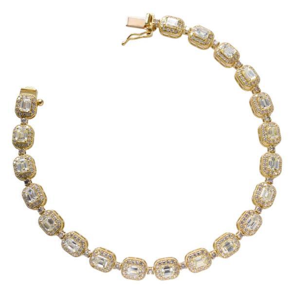 ブレスレット メンズ K18 ダイヤモンド 6.15カラット 18金 18k エメラルドカット イエ...