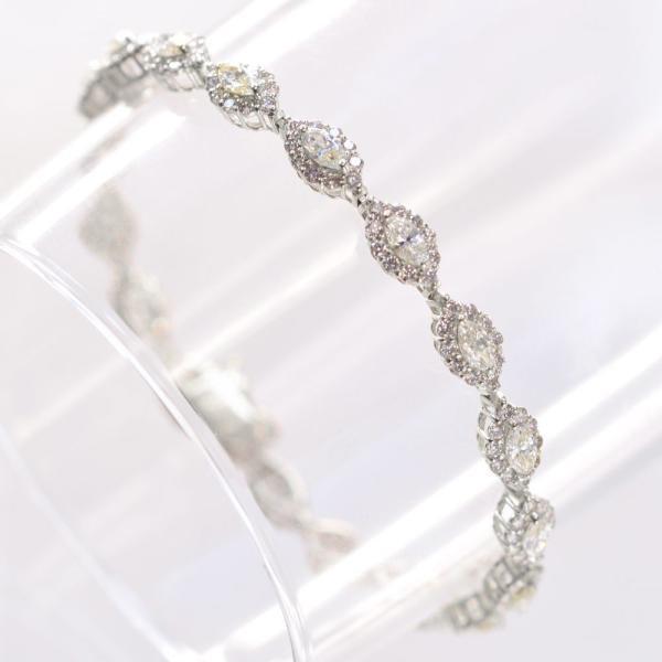 ブレスレット メンズ K18WG ダイヤモンド 5.27カラット 18金 18k マーキスカット フ...