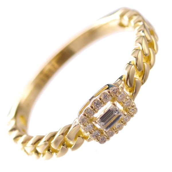 指輪 メンズリング K18 18k 18金 バゲットカット ダイヤモンド イエローゴールド 喜平 細...