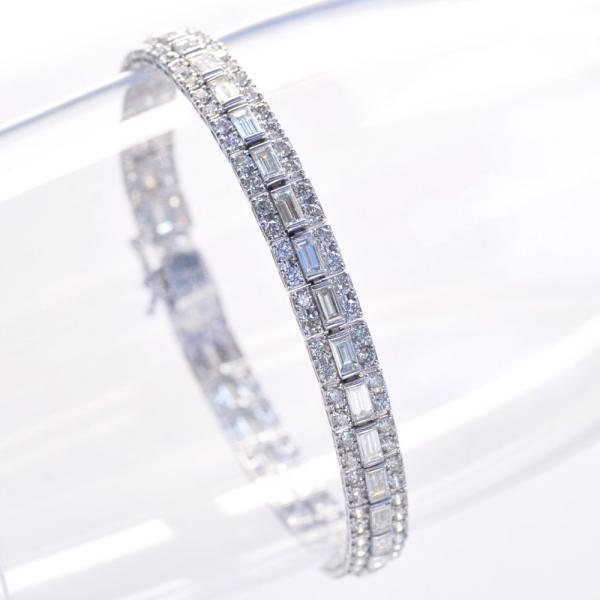 ブレスレット メンズ プラチナ ダイヤモンド 7.6カラット バゲットカット Pt900 レディース...