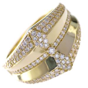 指輪 メンズリング 18金 K18 ダイヤモンド イエローゴールド 幅広 パヴェ 日本製 刻印入り 鑑別書付き｜accessorymart