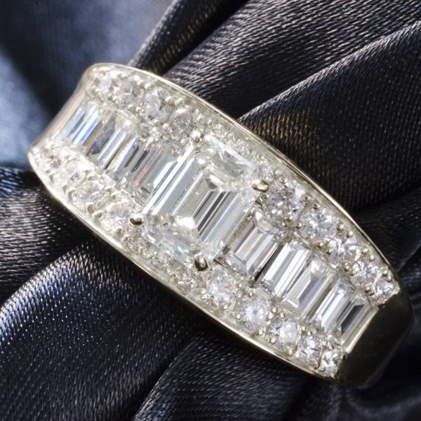 指輪 メンズリング プラチナ ダイヤモンド エメラルドカット バゲットカット ジェンダーレス 30代...