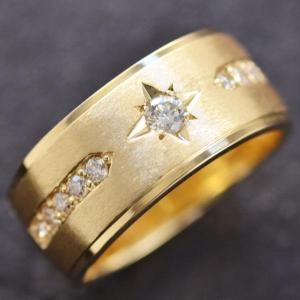 ダイヤモンド リング メンズ K18 18金 YG 指輪 ダイヤ 豪華 ゴールド 1 