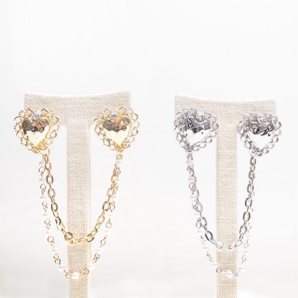 ストールクリップ カーディガンクリップ マフラー 留め ずれ防止  ハート 唐草模様 クリップ