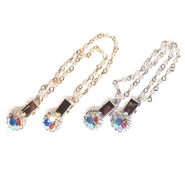 ストールクリップ  カーディガンクリップ マフラークリップ ずれ防止 ジュエリー調 オーロラカラー ...