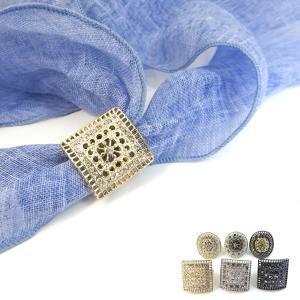 スカーフリング レディース メタル透かし模様 カラーエナメル