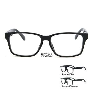 スクエア 伊達メガネ FD7024 メンズ エディース 黒ぶち