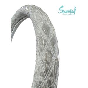 極太 ハンドルカバー 花かごレッド ダブルステッチ 2HS 金華山 花籠