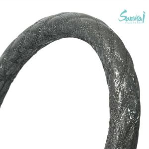 極太 ハンドルカバー M 花かごグリーン ダブルステッチ 金華山