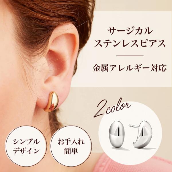 サージカルステンレス ピアス 金属アレルギー対応 アクセサリー 素材 シルバー ゴールド 両耳 シン...
