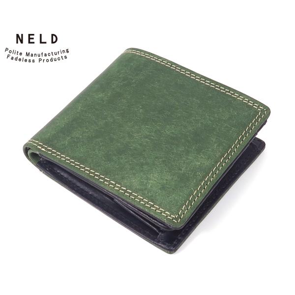 ネルド レザーBOXミドルサイズ財布/グリーン メンズ プエブロ an142 NELD