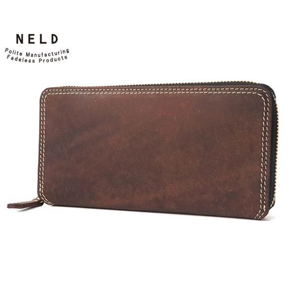 ネルド レザーラウンドファスナー長財布/チョコ メンズ プエブロ an143 NELD