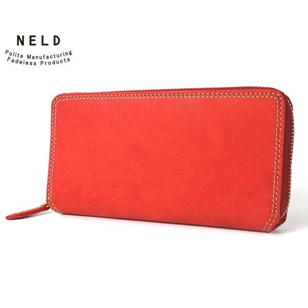 ネルド レザーラウンドファスナー長財布/レッド メンズ プエブロ an143 NELD