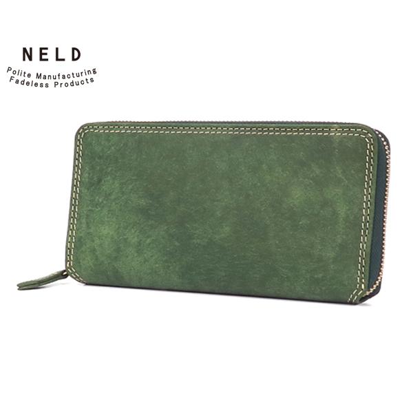 ネルド レザーラウンドファスナー長財布/グリーン メンズ プエブロ an143 NELD