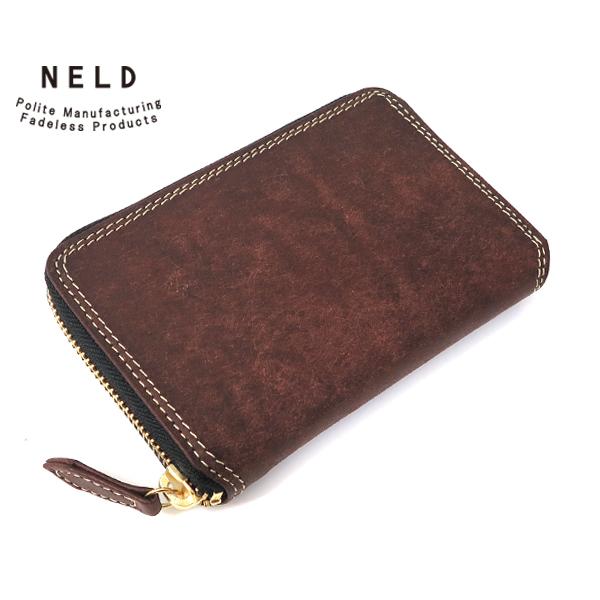 ネルド レザーラウンドミドルサイズ財布/チョコ メンズ プエブロ an150 NELD