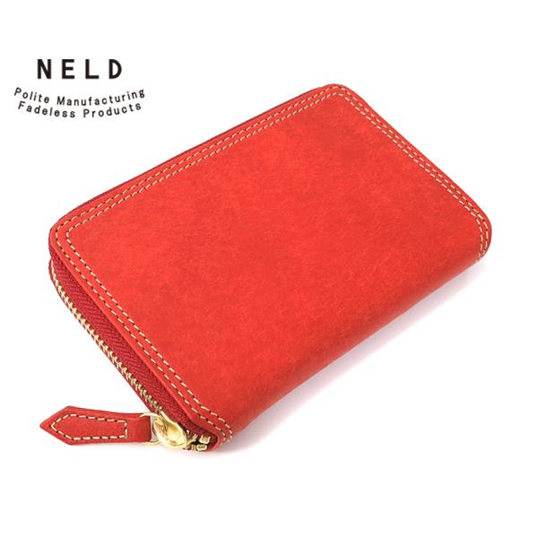 ネルド レザーラウンドミドルサイズ財布/レッド メンズ プエブロ an150 NELD