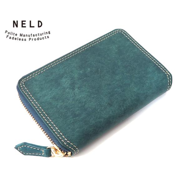 ネルド レザーラウンドミドルサイズ財布/ブルー メンズ プエブロ an150 NELD