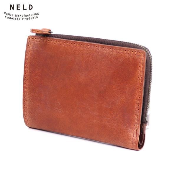 ネルド L字ミドル財布/レッドブラウン メンズ バク an209 NELD