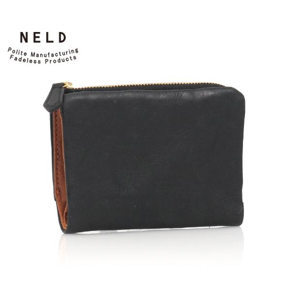 ネルド ミドル財布/ブラック メンズ プエブロF an223 NELD