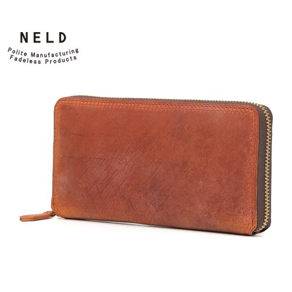 ネルド ラウンドファスナー長財布/レッドブラウン メンズ バク an237 NELD