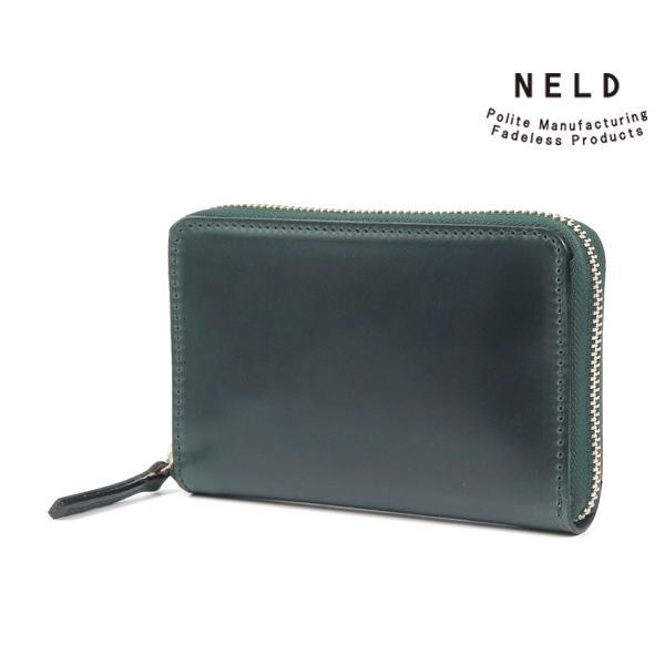ネルド ラウンドミドル財布/グリーン メンズ コードバン an264 NELD
