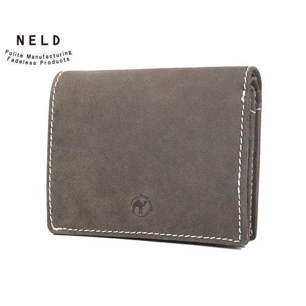 ネルド 短財布/グレー メンズ ラクダレザー an278 NELD