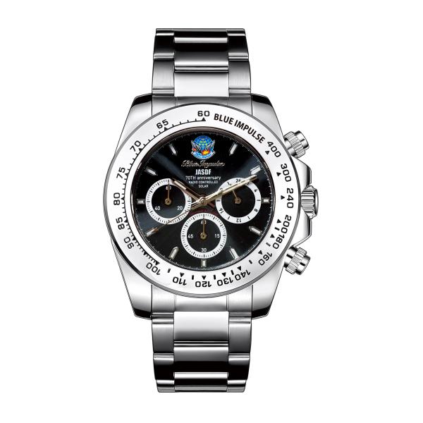 ブルーインパルス創立70周年記念「電波ソーラークロノグラフ」文字盤ブラック　チェンジベルト付