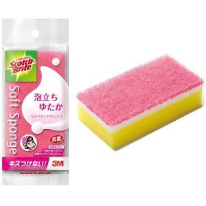 3Mジャパン(株) キッチンスポンジ スコッチブライト 泡立ちゆたかスポンジ ピンク 1個