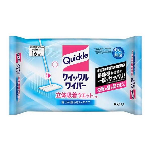 花王(株)クイックルワイパー 立体吸着ウエットシート 香りが残らないタイプ (16枚入) 返品キャン...