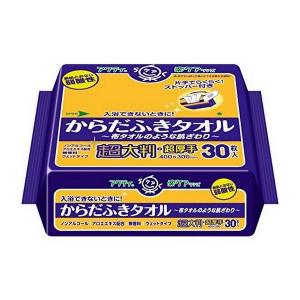 《日本製紙》 アクティ ラクケアシリーズ からだふきタオル 無香料 超大判・超厚手 30枚入 (400mm×300mm)｜ace