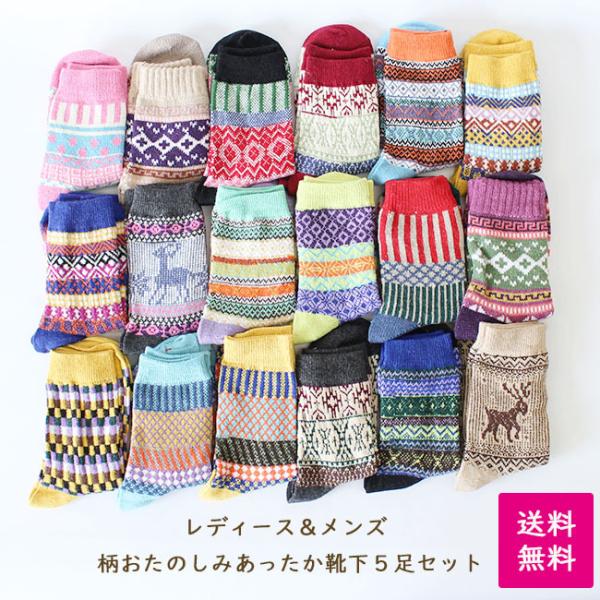 靴下 おたのしみ 福袋 柄おまかせ 冬用 厚手 あったか靴下 5足セット メンズ レディース  22...