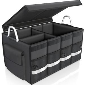 ステップワゴンスパーダ RP5/RK5/RK6 車用収納トランク 蓋付き 仕切り付き 防水ボックス  フレキシブル  折りたたみ式収納ボックス  (ブラック/60*35*30cm)｜ACE ONE
