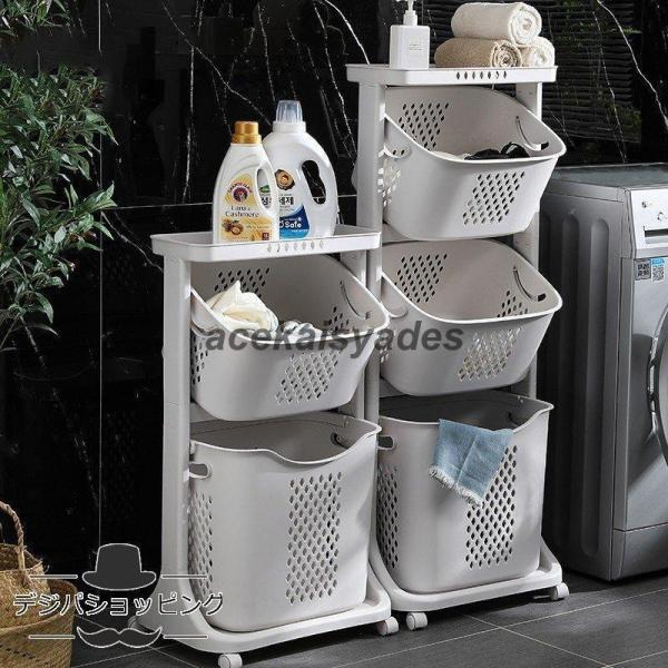 2/3段ランドリーバスケット洗濯カゴ大容量おしゃれキャスターランドリーボックス洗濯かごランドリー収納...