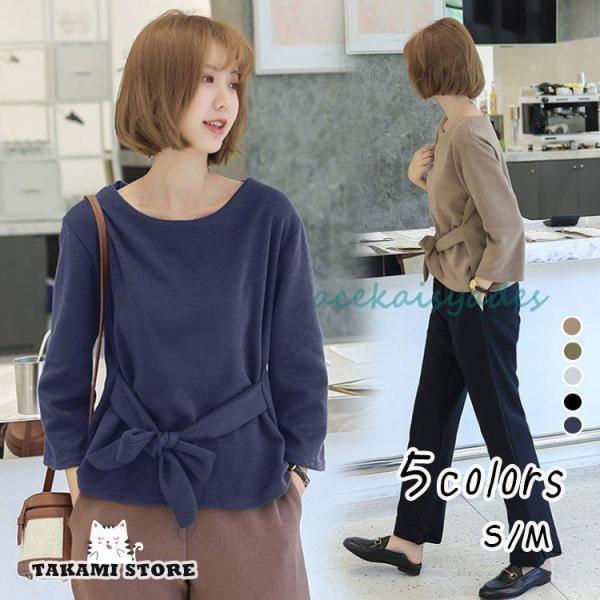 シャツ トップス レディース 40代 春秋 新作 丸首 おしゃれ 長袖 白 黒 トップス 体型カバー...