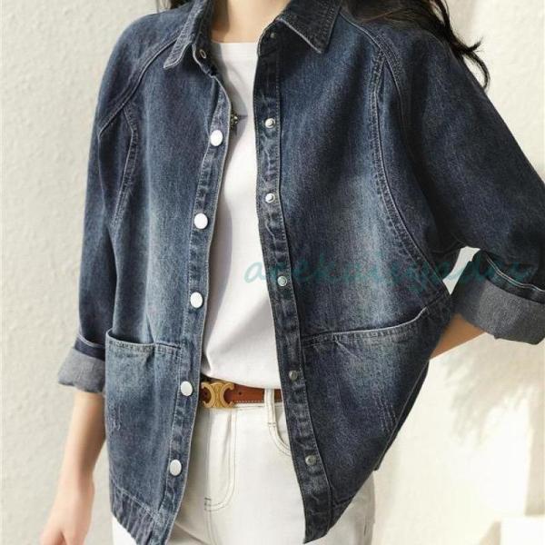 デニムジャケット レディース 40代 秋服 ショート丈ジャケット 大きめ デニムGジャン デニムコー...