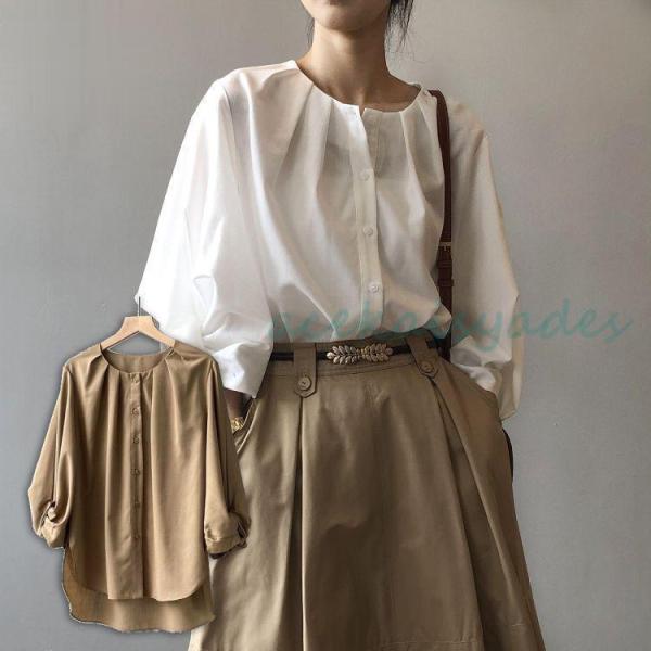 【期間】シャツ ブラウス レディース ボリューム袖ブラウス シンプルでゆったり ランタンスリーブシャ...