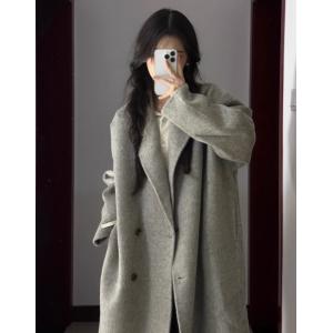 チェスターコート コート ウール90％ カシミヤ10% ダブルフェイス