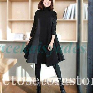 ワンピース レディース 秋 冬 長袖 ひざ丈 無地 通勤服 通学服 お呼ばれ 食事会 デート服 10...