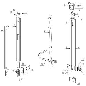 イラスト番号 12　固定ネジ（ストレート長）赤　マイゾックス 精密木脚 PMWIII-OL/PMWIII-OT用パーツ 部品コード702486MR｜acekeisoku