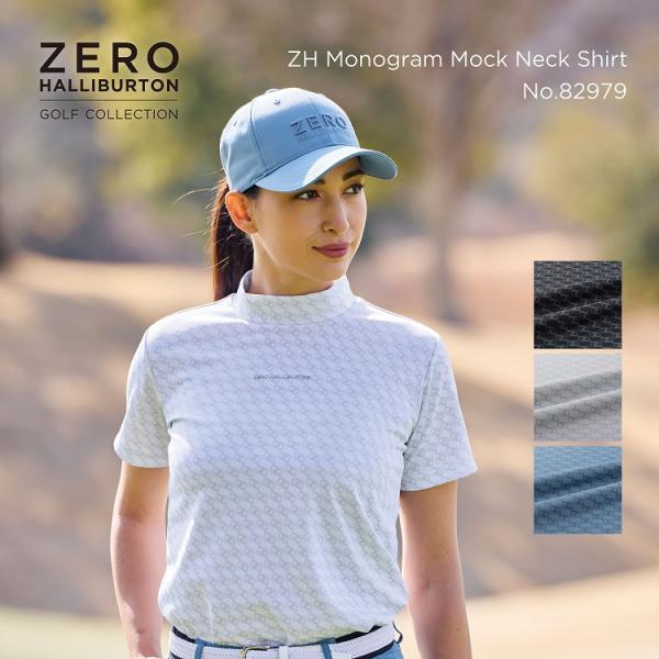ZERO HALLIBURTON ゼロハリバートン ゴルフ ZHモノグラムモックネックTシャツ 吸水...