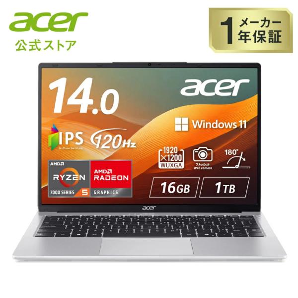 Acer ノートパソコン Swift Lite 14 16GBメモリー SSD 14インチ AMD ...